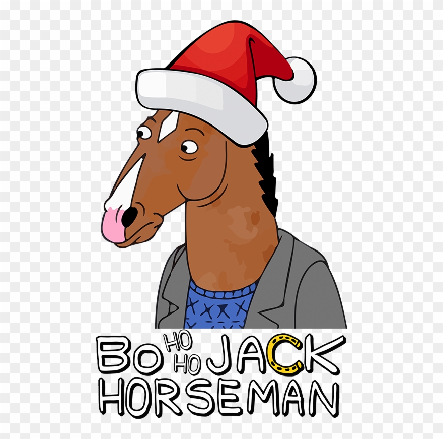 Bojack Horseman Funny Christmas Womens T-shirt - Bojack Horseman Christmas Hat Clipart