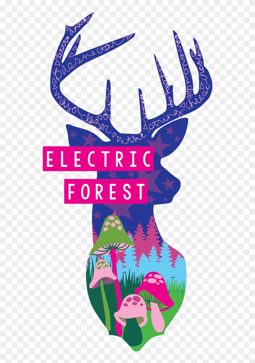 Electric Forest Poster Design - Buffalo Plaid Deer Head Clipart