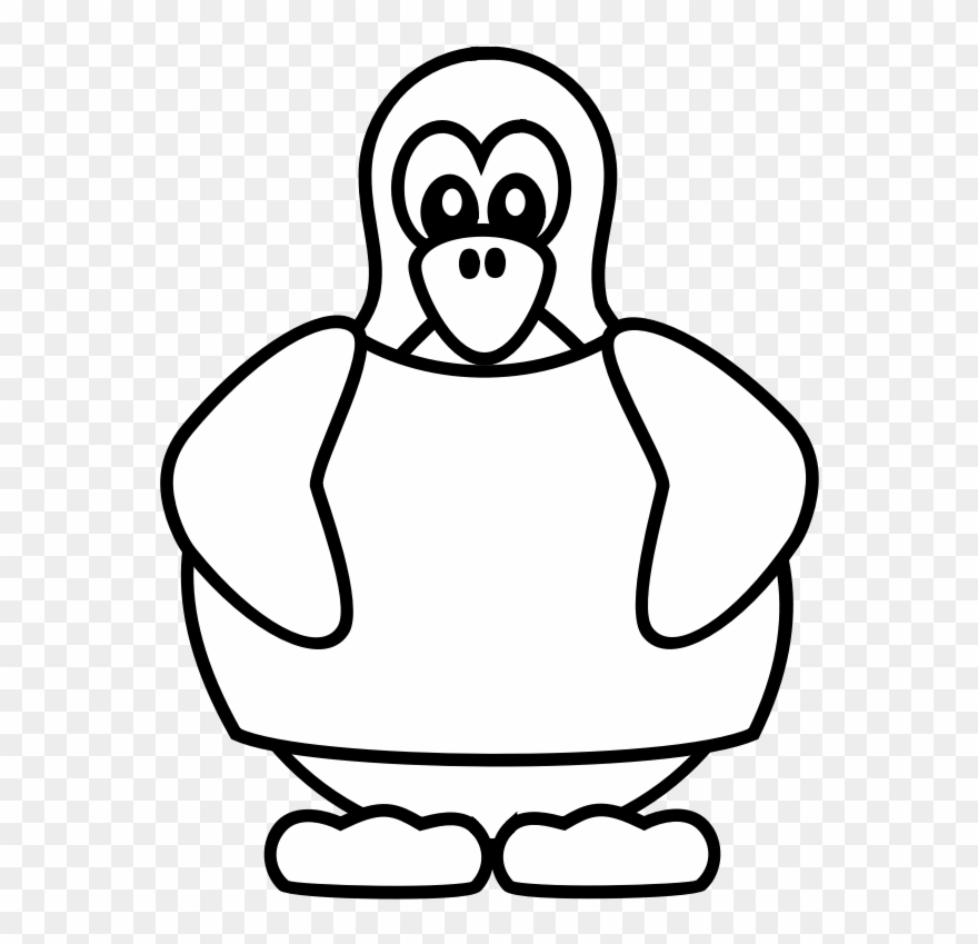 Penguin With A Shirt - Coloring Book Clipart