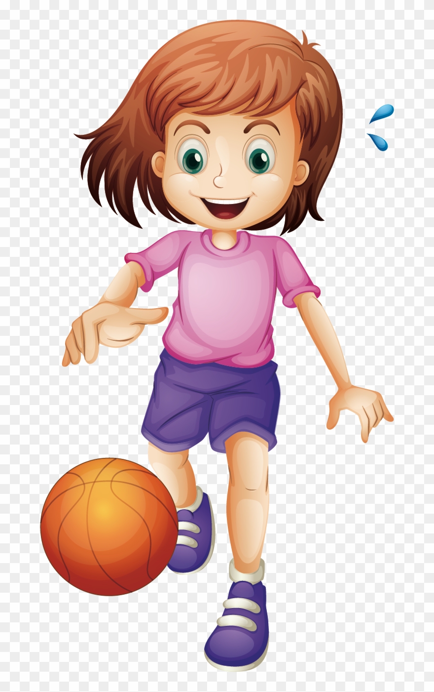 Basketball Cartoon Girl Clip Art - Sporty Girl Clip Art - Png Download