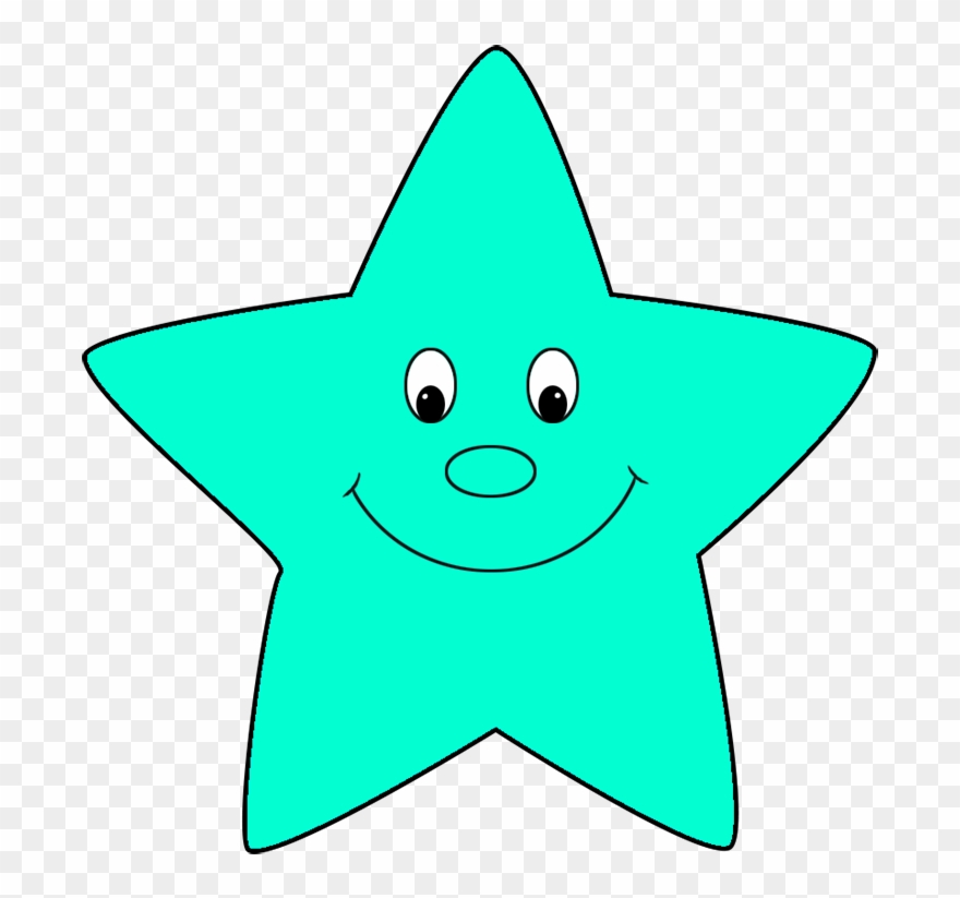 Turquoise Cartoon Star - Happy Blue Star Clipart