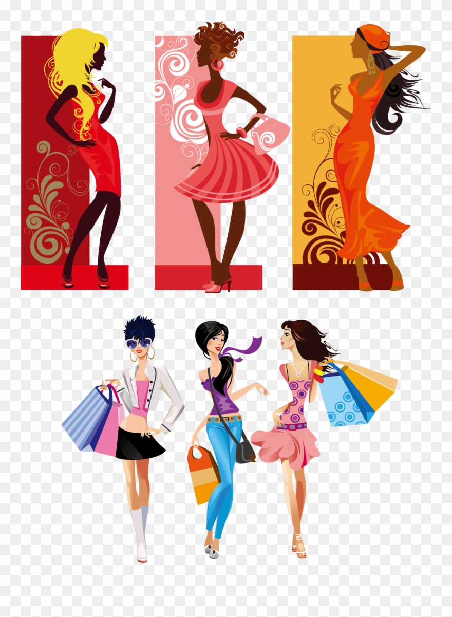 Woman Free Content Clip Art Women Transprent - Girls Night Fashion Cartoon - Png Download