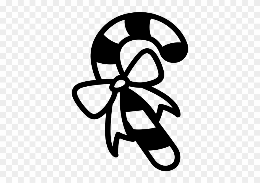 Candy Cane With Tie Rubber Stamp Clipart