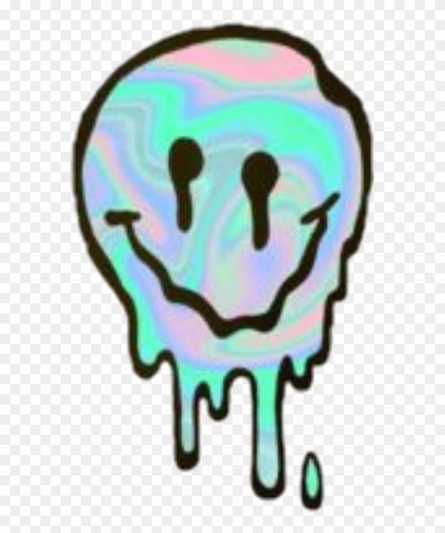 Grunge Stickers - Melting Smiley Face Clipart