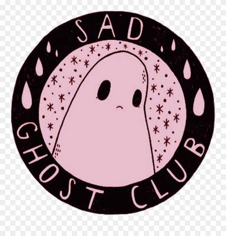 Sad Ghost Cute Aesthetic Girly Scary Grunge Pink Black - Sad Ghost Club Logo Clipart