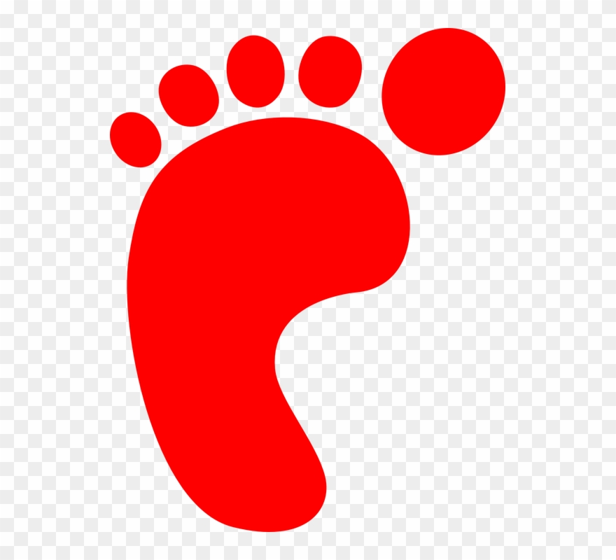 Cartoon Foot Footprint Footstep Red - Foot Print Clipart