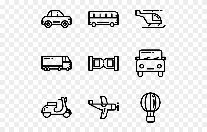 Transportation Vehicles - Car Icon Line Art Clipart