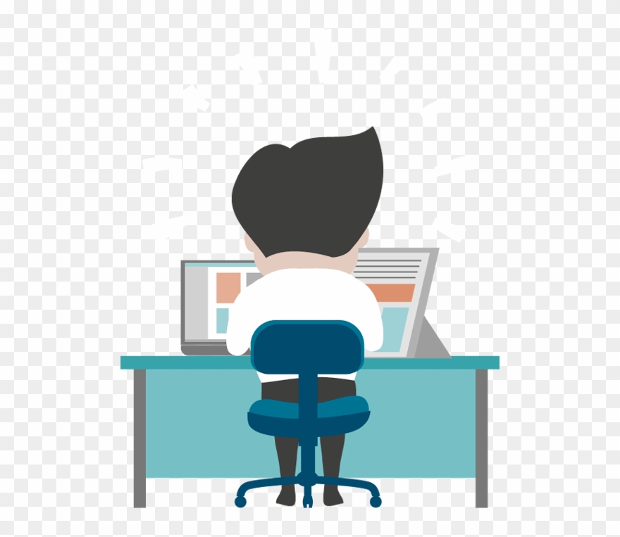 Cartoon Man Working At Desk Clipart