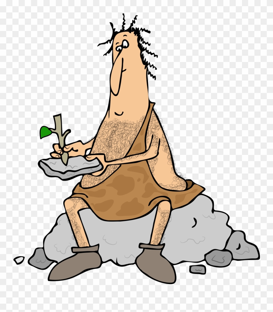 6 Be Patient - Homem Da Caverna Com Tablet Clipart