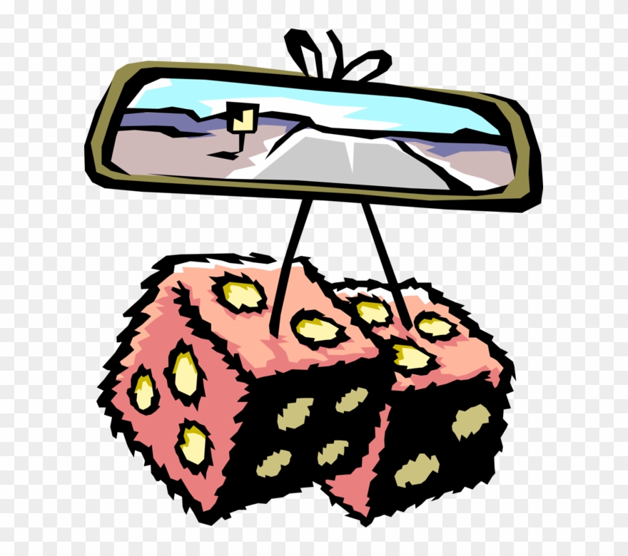 Vector Illustration Of Dice And Rear View Mirror In - Rear View Mirror Clip Art - Png Download