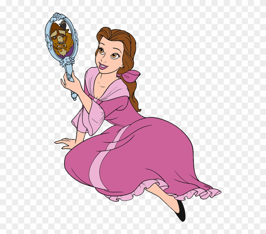 Mirror Clipart Beauty And The Beast - Beauty And The Beast Belle And Mirror - Png Download