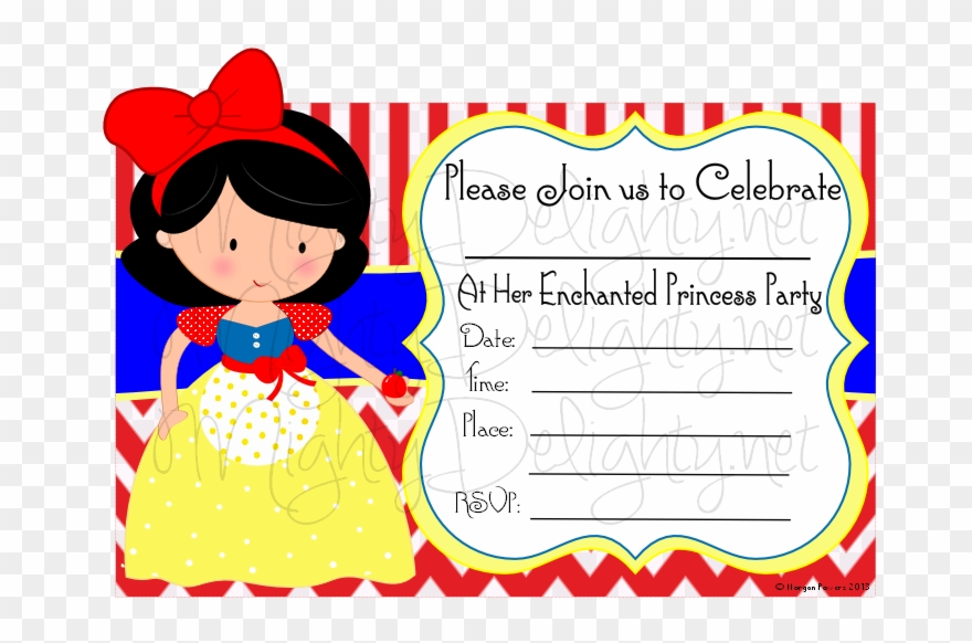 Mighty Delighty Royal Princess Party It Is - Snow White Blank Invitations Clipart