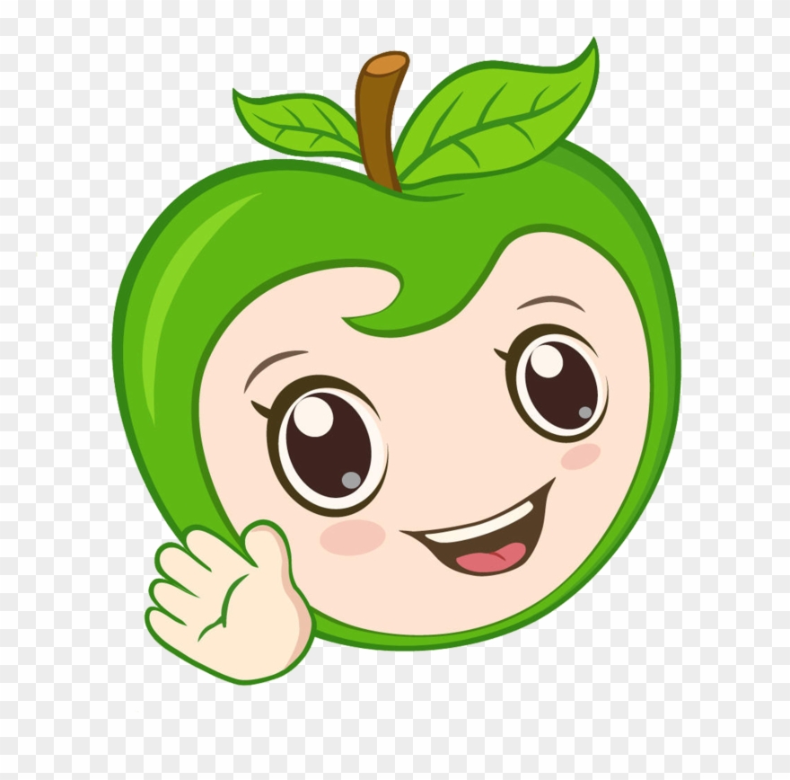 Cartoon Auglis Clip Art Green Smile Transprent - Cute Cartoon Green Apples - Png Download