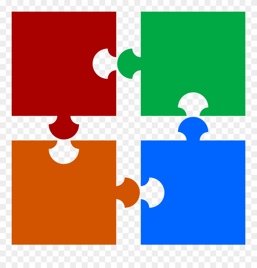 Vector Transparent Piece Clipart Four - 4 Puzzle Pieces Png