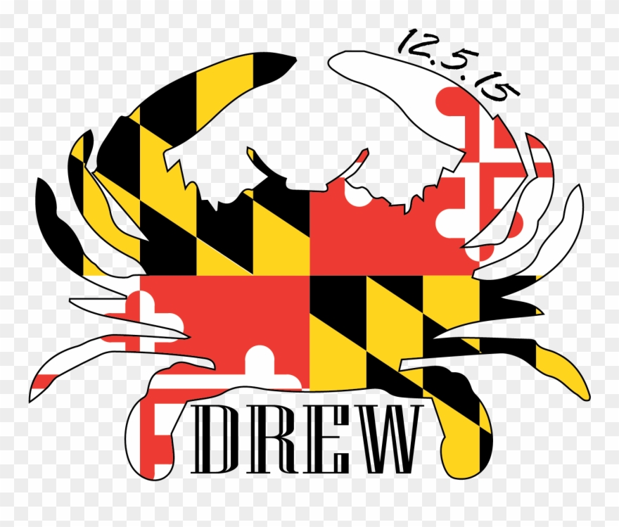 Download “drew” Md Crab Logo - Maryland - Crab Flag (white W/ Black