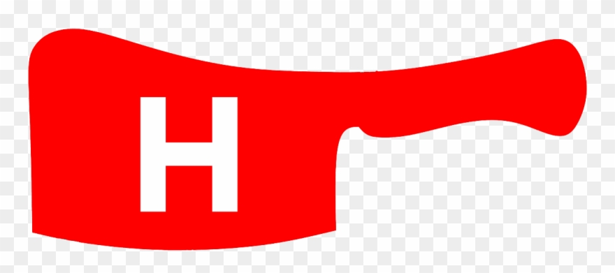 Icon Of Red Meat Cleaver With A White H Inside Clipart