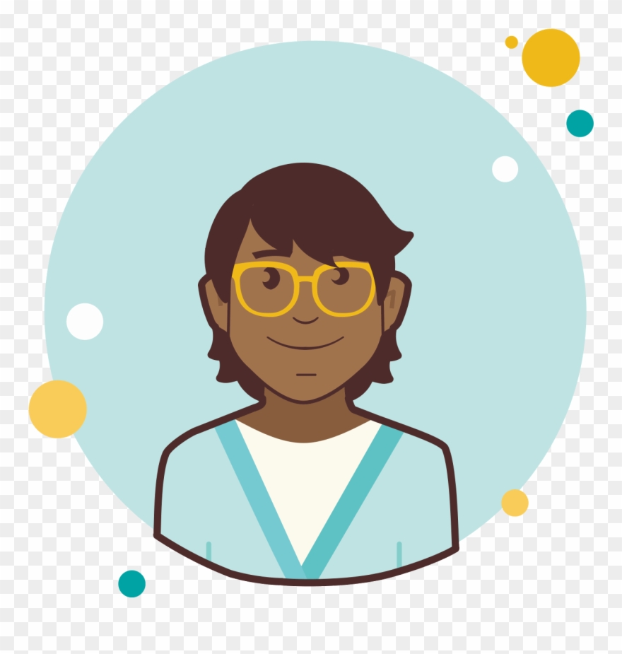 Man With Yellow Glasses In Blue Shirt Icon - Yellow Clipart