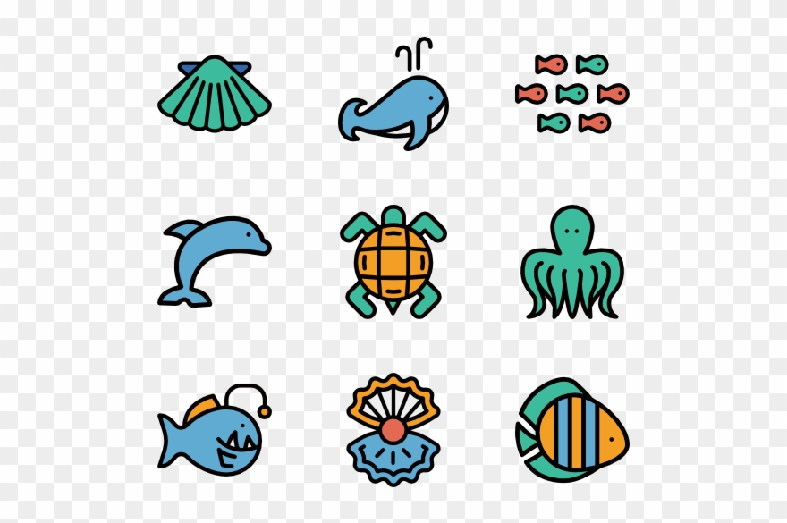 Sea Life Linear Color - Aquarium Icon Clipart