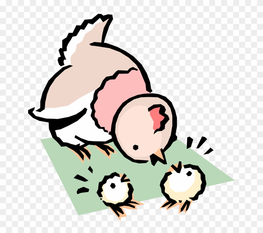 Vector Illustration Of Cartoon Mother Chicken With - Illustration Clipart