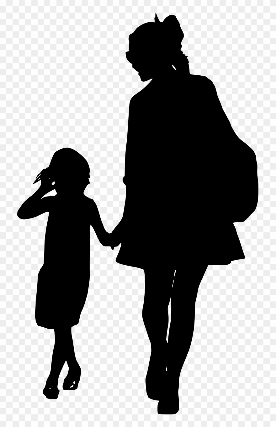 Mother Daughter Clipart Free - Silhouette People Walking Png Transparent Png