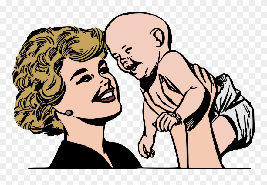 Big Image - Mom Holding Baby Clipart - Png Download