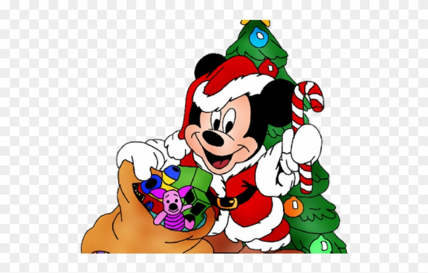 Merry Christmas Clipart Mickey Mouse - Mickey Mouse Christmas Tree Cartoon - Png Download