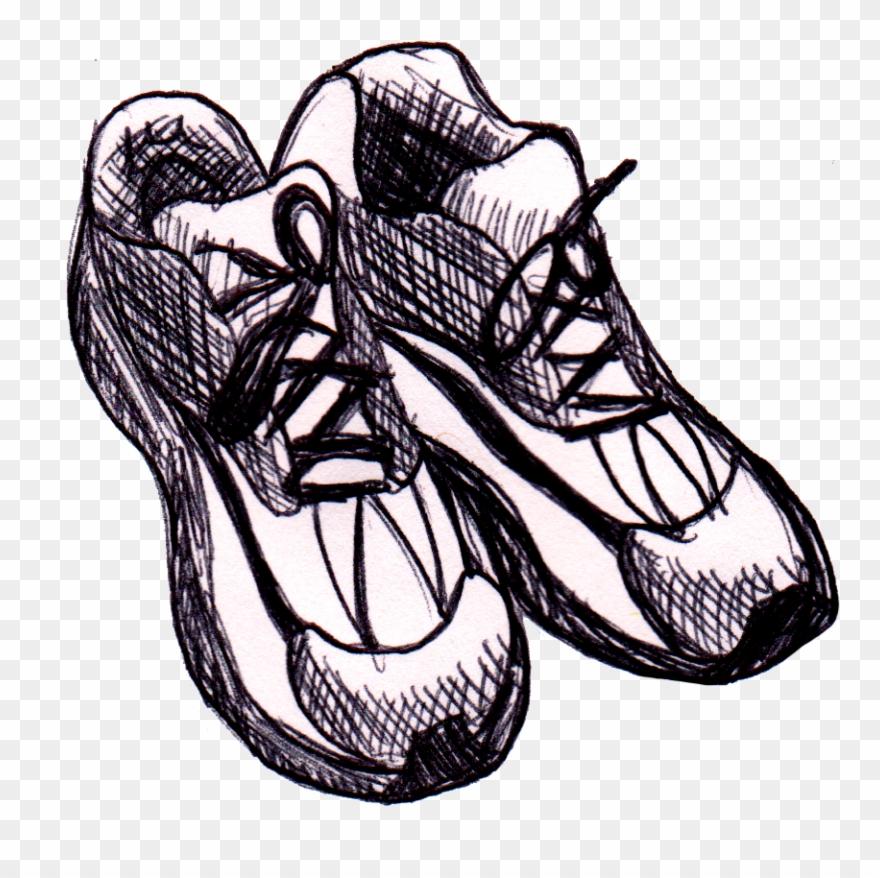 Runners Shoe Drawing - Running Shoes Sketch Clipart