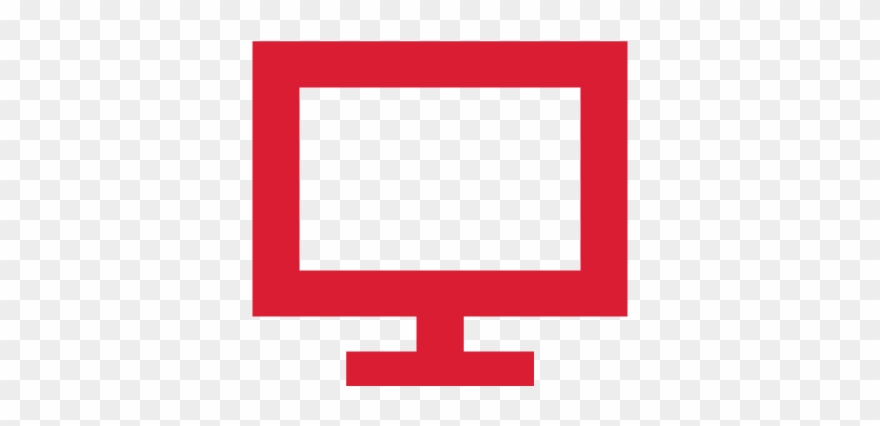 Image Of A Computer In Red And White - Computer Clipart