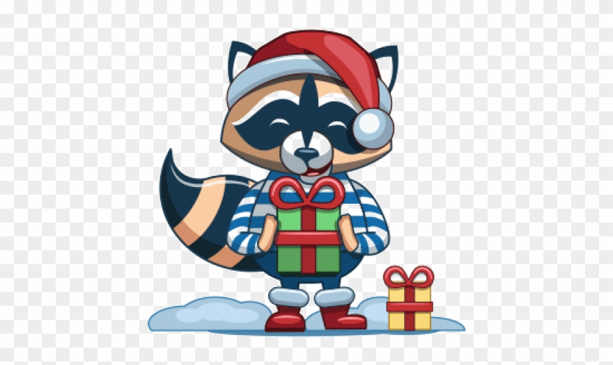 Racoon Clipart Christmas - Christmas Raccoon Clipart - Png Download
