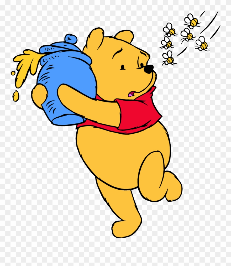 Pooh Bear Clip Art With Winnie Pooh - Winnie The Pooh Running With Honey - Png Download