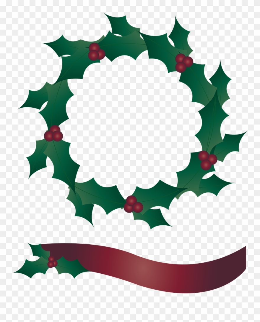 Door Clipart Xmas - Holly Wreath Png Transparent Png
