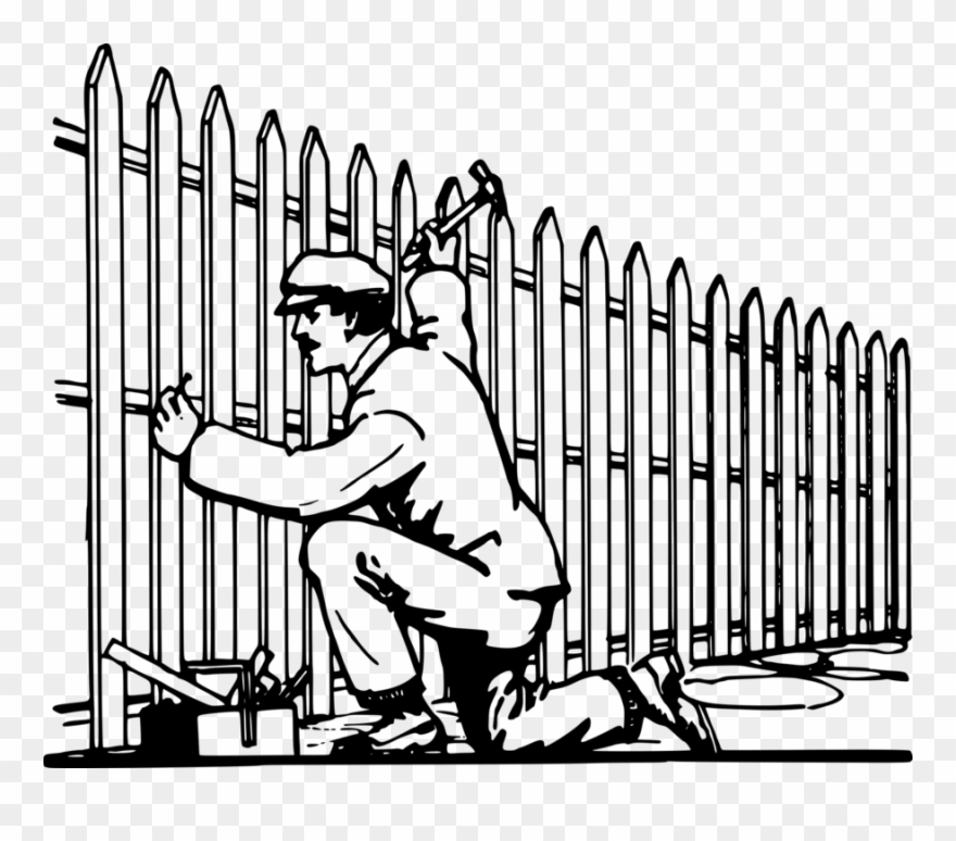 Drawn Fence Garden Clip Art - Fence Clipart Black And White - Png Download