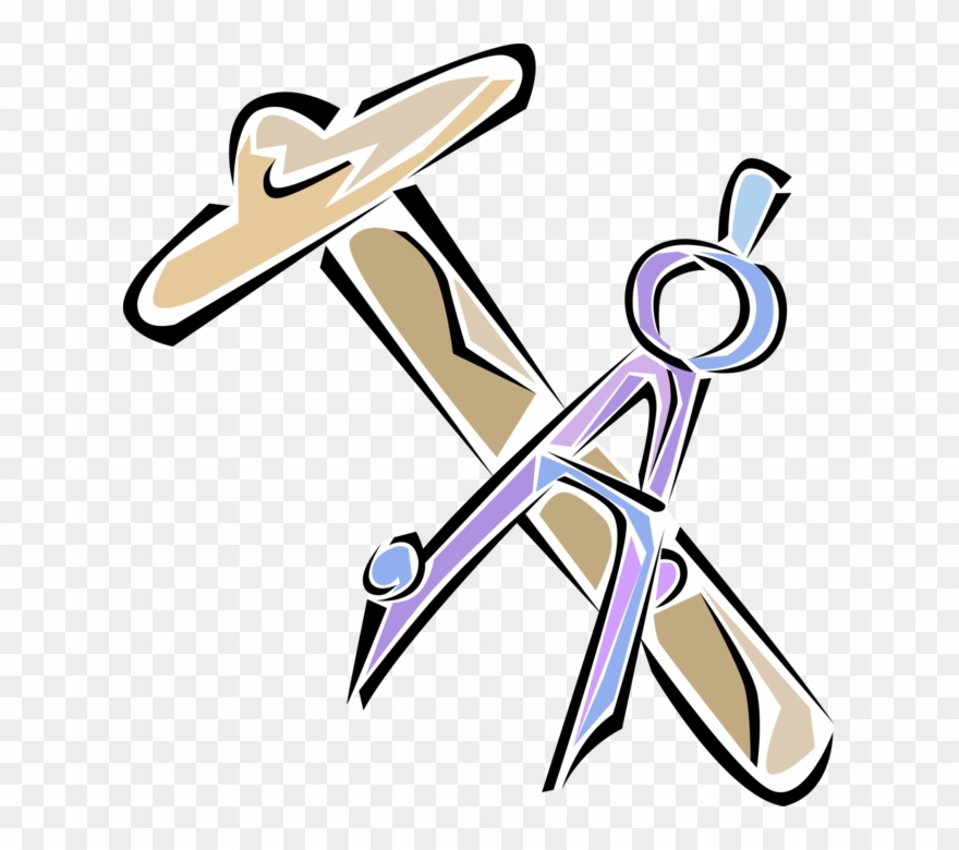 Vector Illustration Of T-square Technical Drawing Instrument - Technical Drawing Clipart