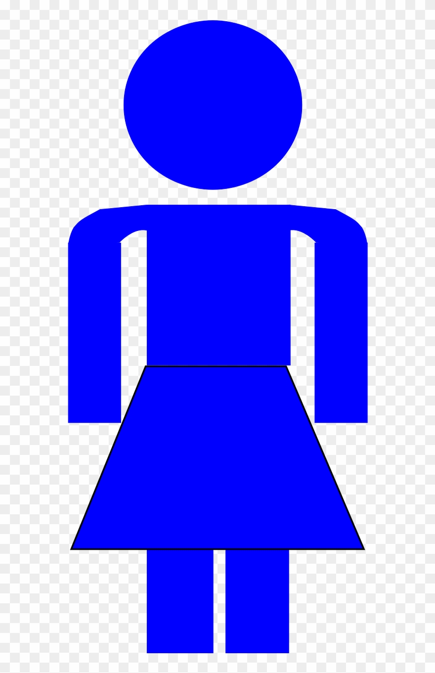 Woman Toilet Bathroom - Blue Stick Figure Woman Clipart