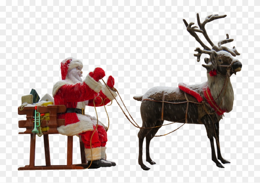 Funny Christmas Wishes, Quotes, Greetings - Santa Claus Reindeer Png Clipart