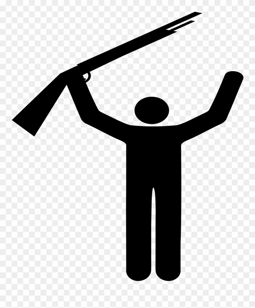 Rifle Weapon Bullet Firearm Gun - Standing Position Stick Figures Clipart