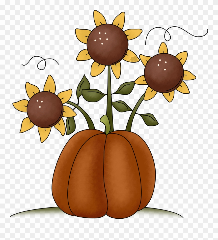 Image For Thanksgiving - Sunflowers & Pumpkin Embroidery Design Clipart