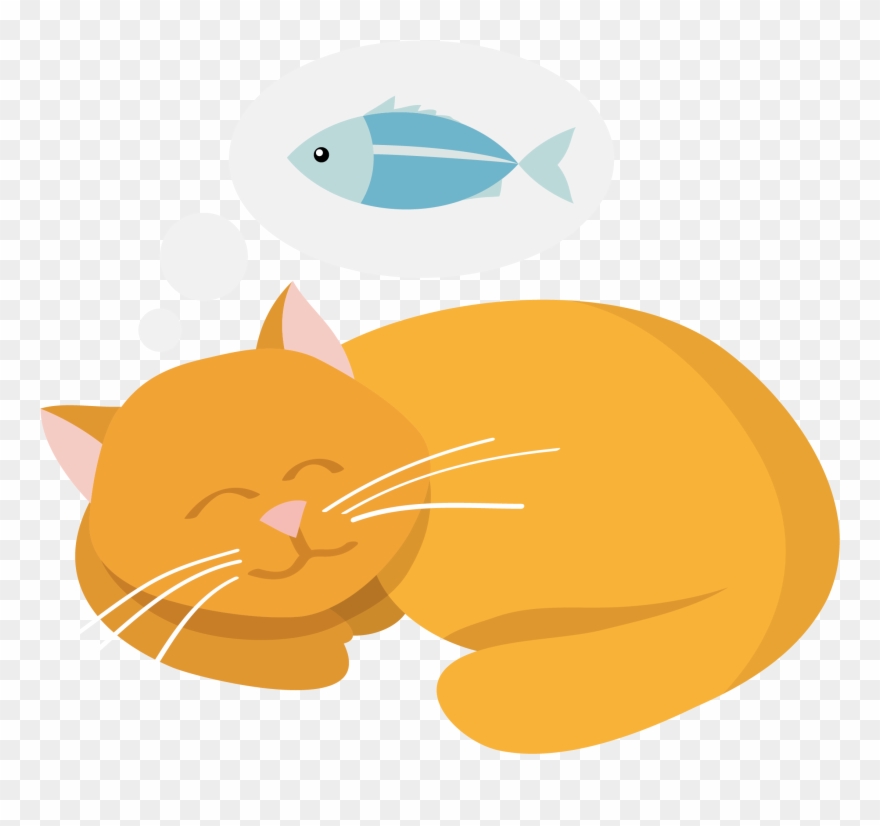 Kitten Whiskers Cat Clip Art - Cat Dreaming Cartoon - Png Download