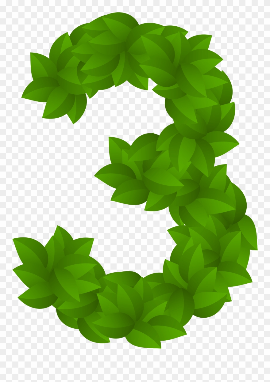 Green Leaves Numbers With Leaves Png Clipart
