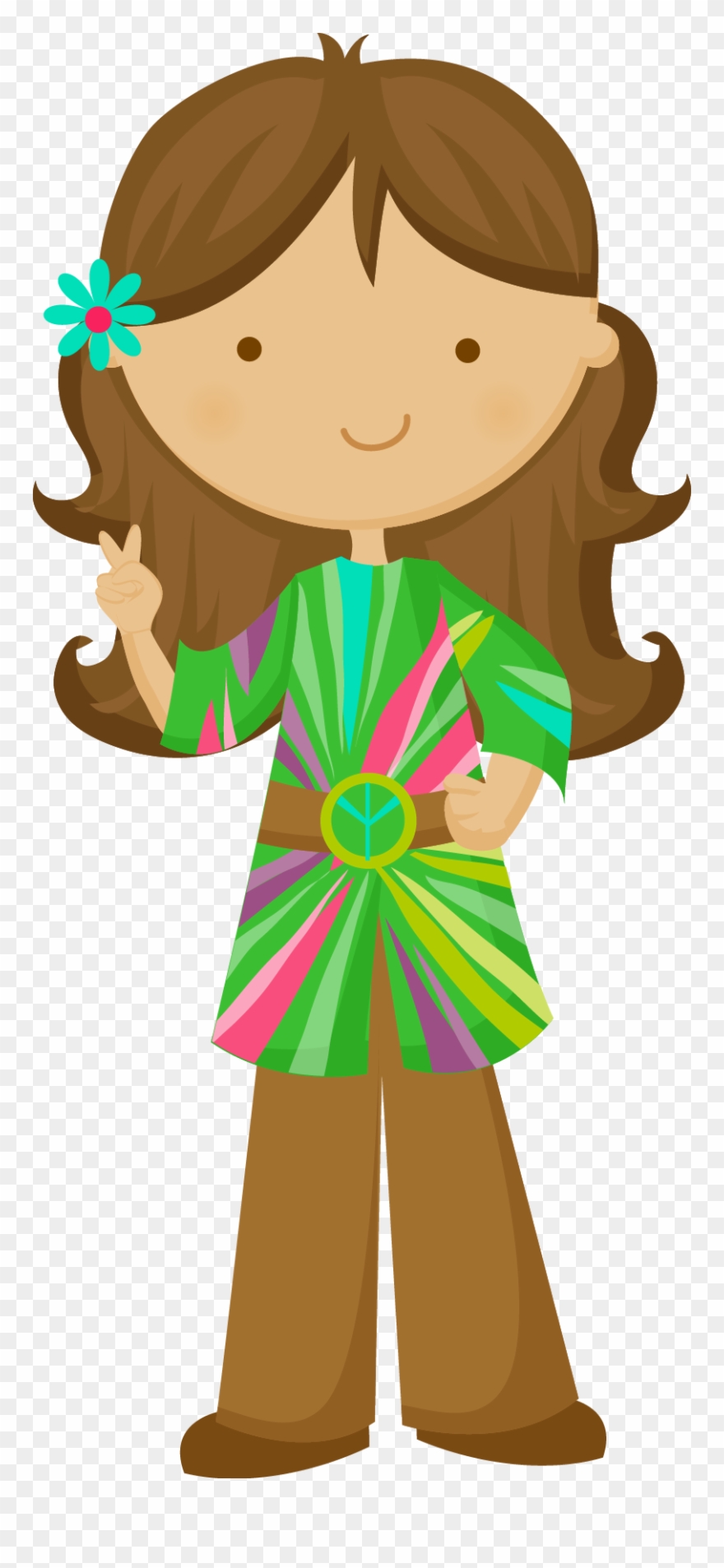 Pin By Nasgirneed On School Clip Art - Cute Hippie Girl Clipart - Png Download