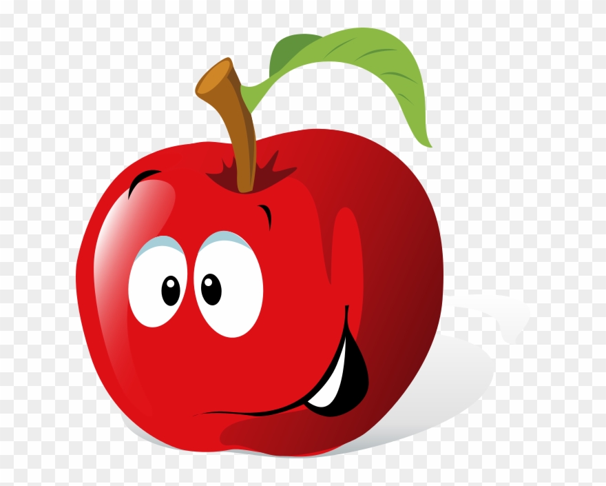 Cartoon Apple With Face Clipart
