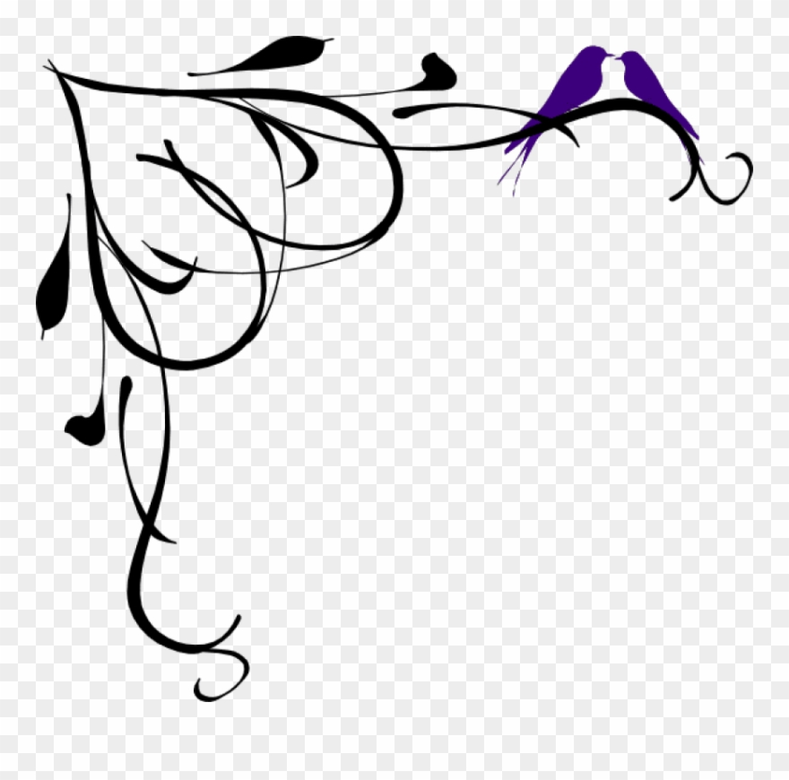 Png Free Stock Love Birds On A - Two Love Birds Black And White Clipart