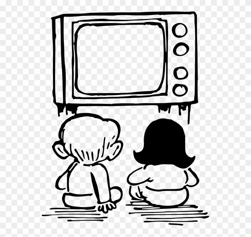 Television Drawing Cartoon Child Free Commercial - Watching Tv Drawing Easy Clipart