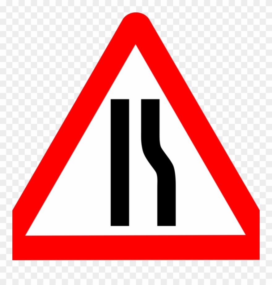 Traffic Sign Clipart Traffic Sign Warning Sign Road - Road Narrows On Right - Png Download