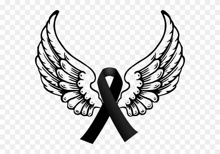 Black Angel Pictures - Black Ribbon With Wings Clipart