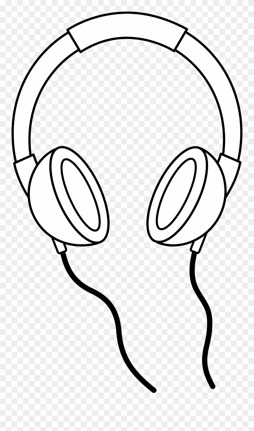 Headphones Line Art - Headphones Black And White Clip Art - Png Download