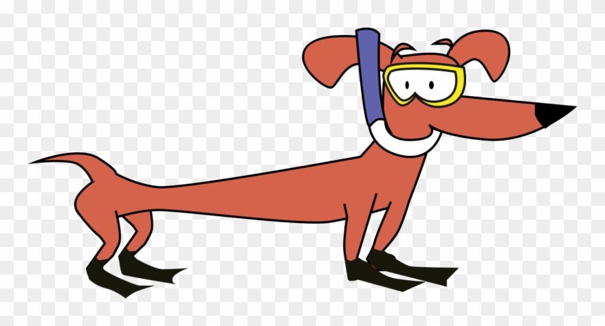 Dog Breed Dachshund Puppy Scuba Diving Underwater Diving - Cartoon Scuba Diver Dog Clipart