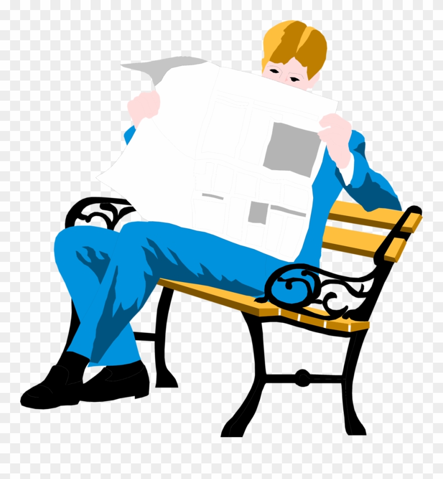 Benches, Clip Art, - Reading Newspaper Clipart Png Transparent Png