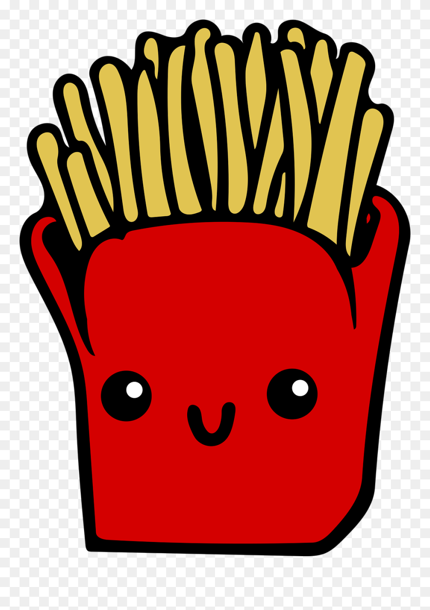 French Fries Fast Food Cartoon Junk Food Potato Chip - Kawaii Fries Clipart