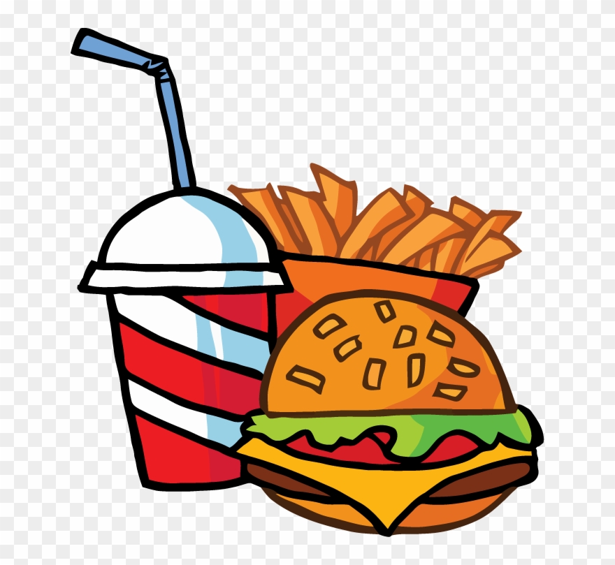 Fast Food Cheeseburger Drink With French Fries Tattoo - Burger And Fries Clipart - Png Download